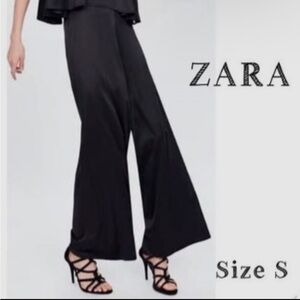Zara Wide Leg Silky Black Dress Pants
